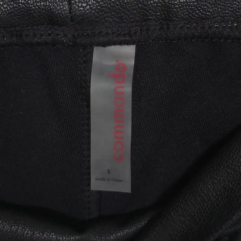 COMMANDO Faux Leather Jogger Pants Black High Rise Stretch Pull On Women Small - Picture 3 of 12